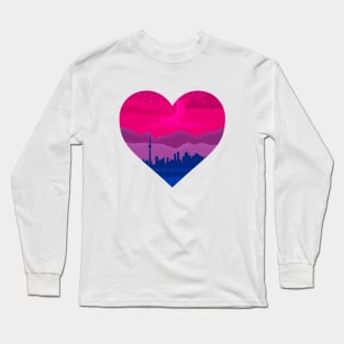 Bisexual mountain cityscape subtle heart Long Sleeve T-Shirt